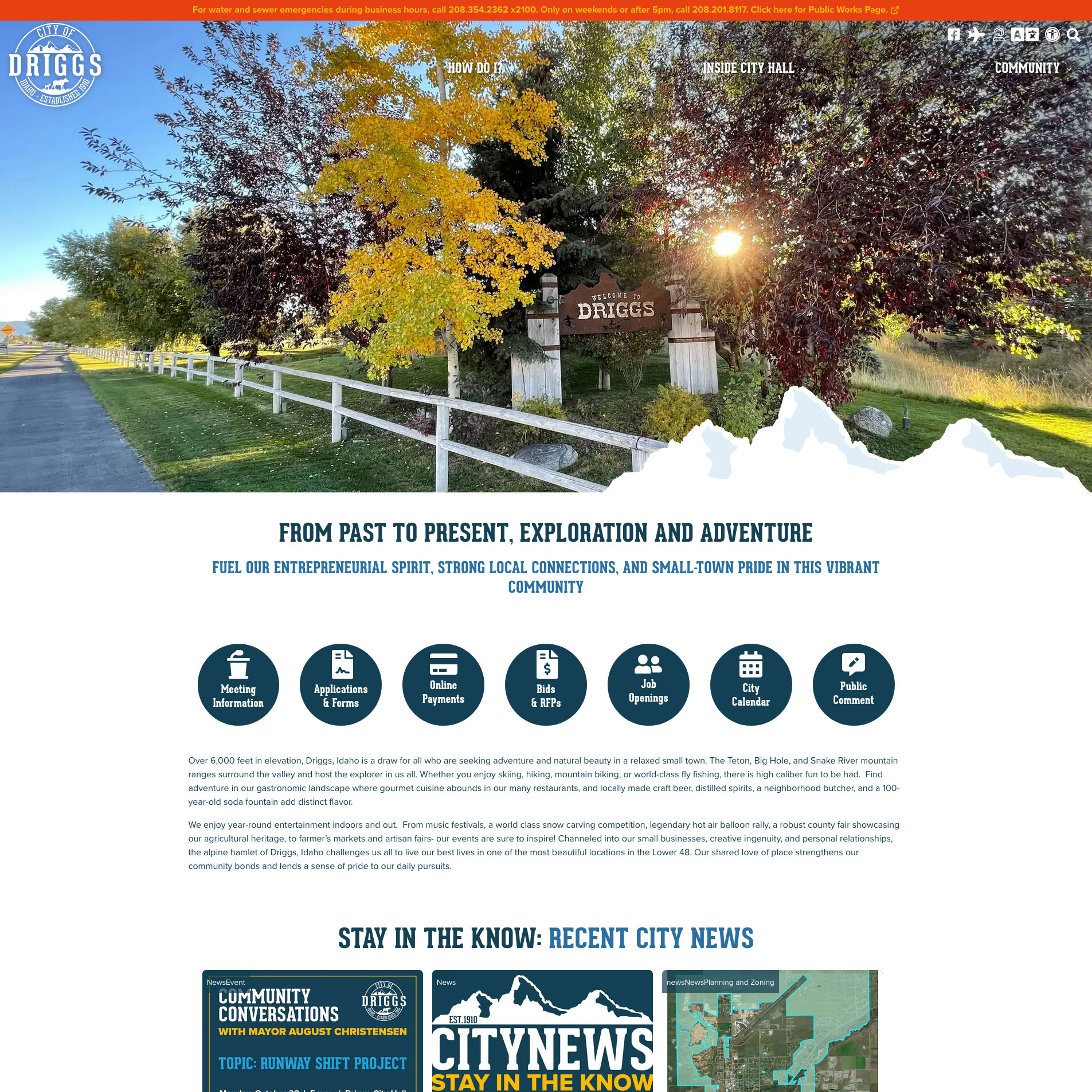 city of Driggs website